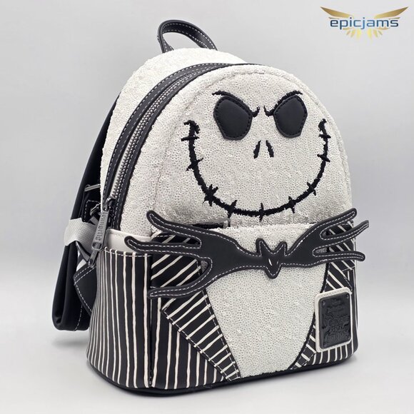 Loungefly Disney The Nightmare Before Christmas Jack Skellington Sequin Backpack - Picture 2 of 7